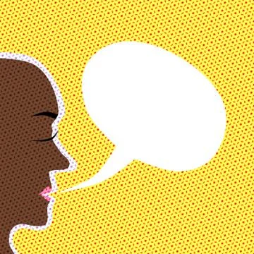 Head profile on yellow background Stock Illustration