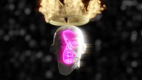 Head with purple mask and a Fire Crown Stock Footage 253552633