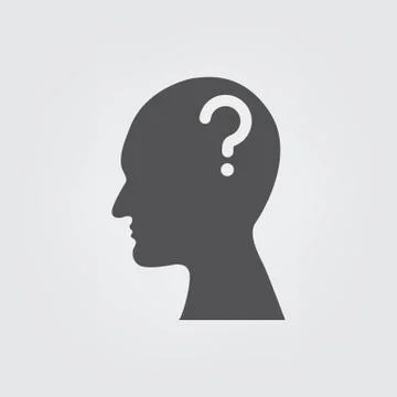 Head with question mark vector icon. simple flat vector illustration. Stock Illustration