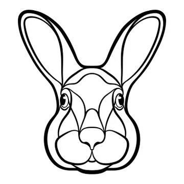 Head of a rabbit, hare coloring Stock Illustration