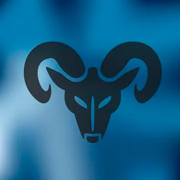 Head of the ram icon on blurred background Stock Illustration