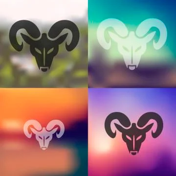 Head of the ram icon on blurred background Illustrazione stock