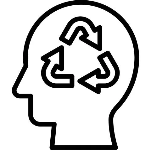 Head with Recycling symbol inside icon, Earth Day related vector Stock Illustration
