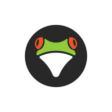 Head red eye tree frog logo, fun tropical animal round logotype Stock Illustration