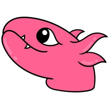 The head of a red lizard with a fierce face, doodle icon drawing イラスト素材