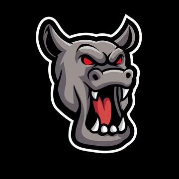 Head rhino mascot logo vector illustration Stock Illustration