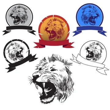 Head roaring lion Stock Illustration