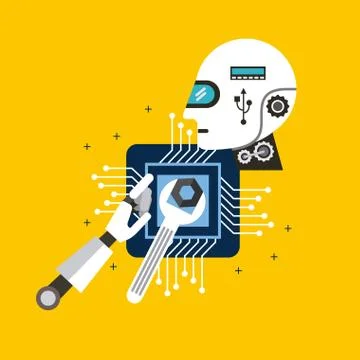 Head robot tools process technology Illustrazione stock