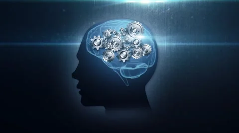 Head with rotating metal gears loop Stock Footage 41149466