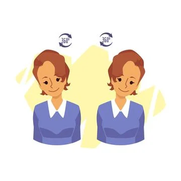 Head rotation exercise to get rid of pain flat vector illustration isolated. Stock Illustration
