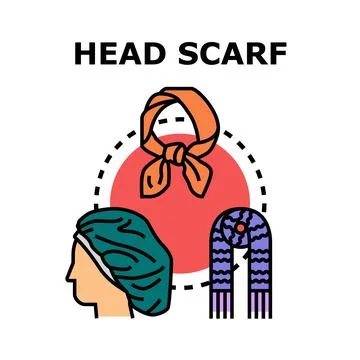 Head scarf types illustration concept with various headwear Stock Illustration