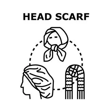 Head scarf types illustration concept with various headwear Stock Illustration