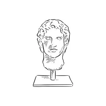 Head sculpture on plinth Illustrazione stock
