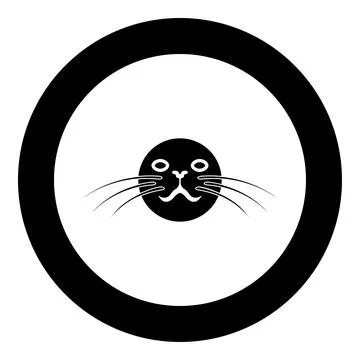 Head of seal icon in circle round black color vector illustration image sol.. Illustrazione stock