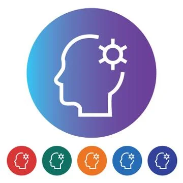Head With Settings Vector Icon Sign Symbol Stock Illustration
