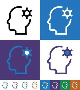 Head With Settings Vector Icon Sign Symbol Stock Illustration
