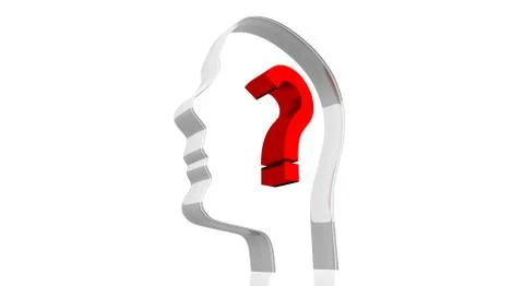 Head shape, question mark - 3D illustration 스톡 일러스트