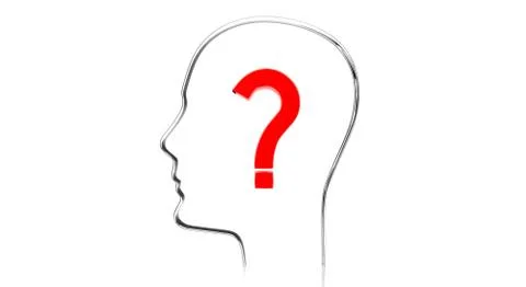 Head shape, question mark - 3D illustration 스톡 일러스트