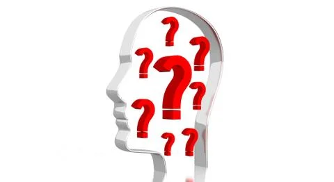Head shape, question marks - 3D illustration イラスト素材