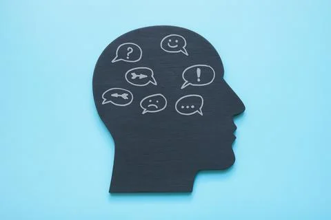 Head shape with speech bubbles. Internal family systems IFS therapy concept. Stock Photos