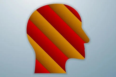 Head shaped icon from red and orange (or gold) paper layers Stock Illustration