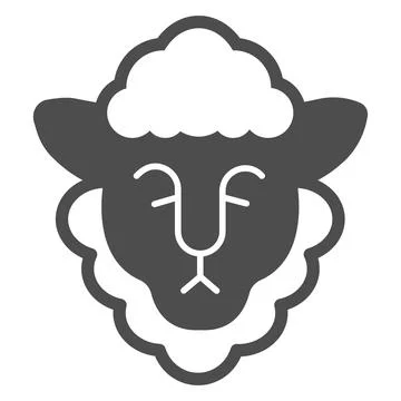 Head of sheep with wool solid icon, Happy Easter concept, happy goat head sign Stock Illustration