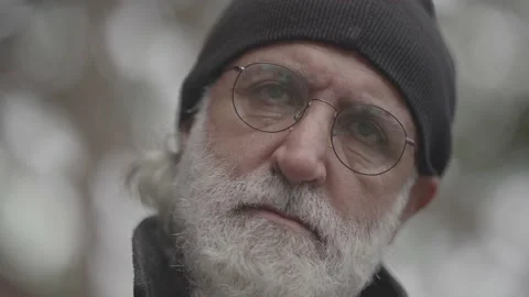 Head shot close up of an old man thinking slog2 Stock Footage 141875903