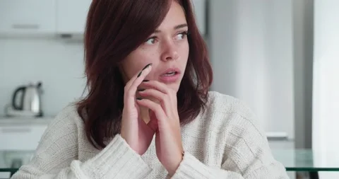 Head shot close up stressed young woman looking away, thinking of personal or Stock Footage 165248749