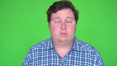 Head shot concept of man got eyes allergy and rub her eyes with finger and Stock Footage 83600831