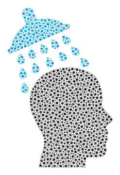 Head Shower Collage Icon of Covid Virus Infection Elements Stock Illustration
