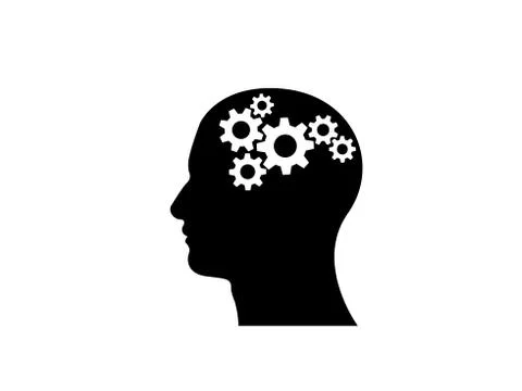Head side view with gears inside thinking vector illustration Stock Illustration