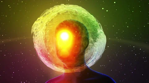 Head Silhouette with abstract galaxy effect on head Stock Footage 171286862