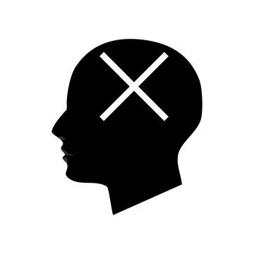 The head silhouette and the wrong mark icon. On a white background vector Illustrazione stock