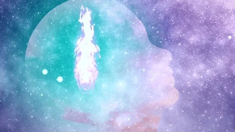 Head silhouette with fire Stock Footage 145321114