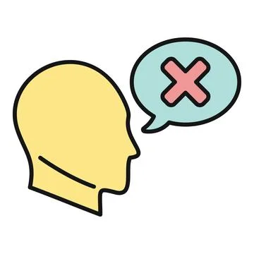 Head silhouette having negative thinking with cross symbol Stock Illustration
