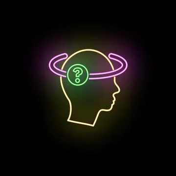 Head silhouette having question mark and circling around Stock Illustration