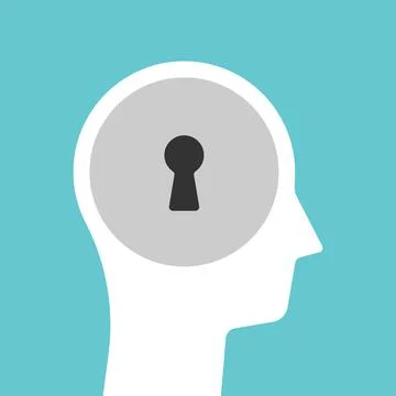 Head silhouette, keyhole, lock Stock Illustration