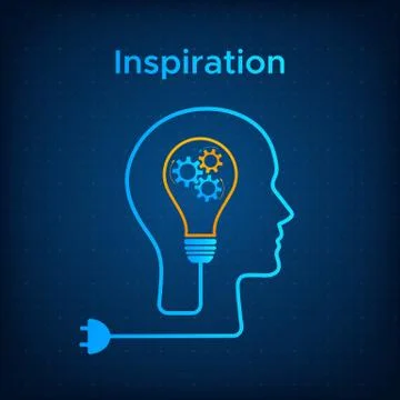 Head silhouette lightbulb creative idea concept Stock Illustration