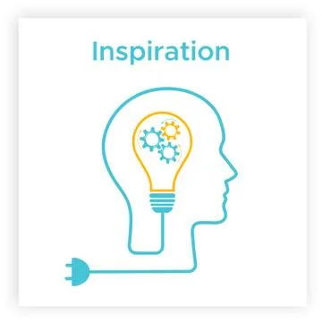 Head silhouette lightbulb creative idea concept Stock Illustration