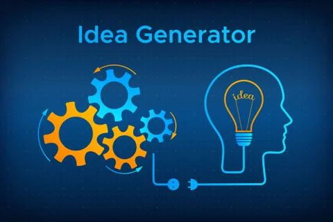 Head silhouette lightbulb idea generator concept Stock Illustration
