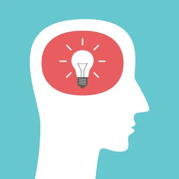Head silhouette with lightbulb Stock Illustration