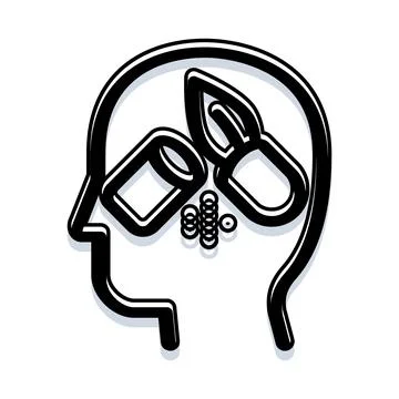 Head silhouette with medications representing mental health treatment Stock Illustration