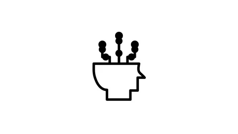 Head silhouette outline with circuit nodes animation Видео 339538805