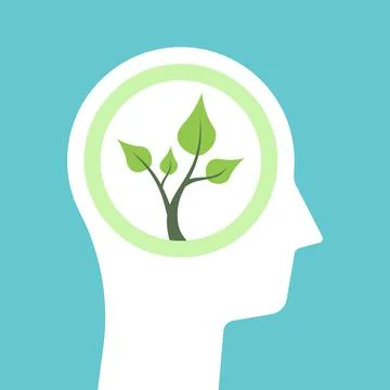 Head silhouette, plant inside Illustrazione stock