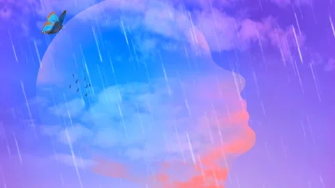 Head silhouette in the sky Stock Footage 136434621