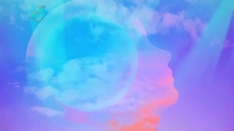 Head silhouette in the sky Stock Footage 169414693