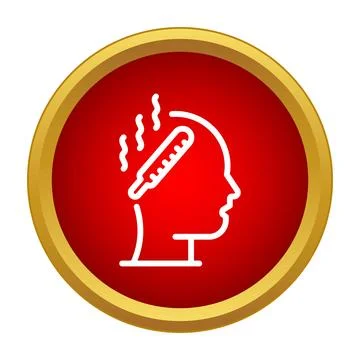 Head silhouette with thermometer icon indicating fever Stock-Illustration