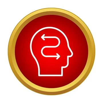 Head silhouette visualizing thought process and reflection Stock Illustration