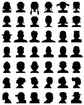 Head silhouettes avatar Stock Illustration