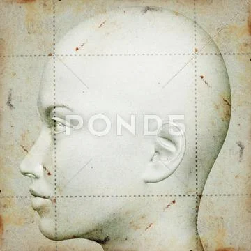 Head sketch on stained paper Stock Illustration